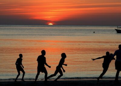 Zanzibar Beach Football During Sunset